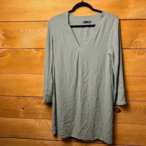 Revolve Krisa womens gray long sleeve dress mini V-neck casual even XS oversized
